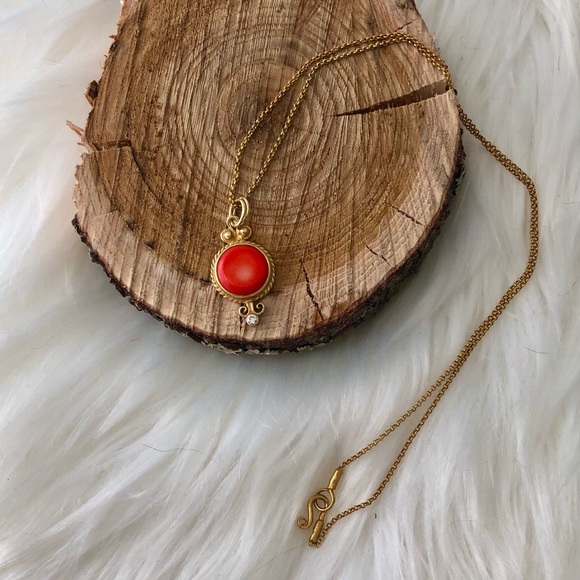 Coral gold plated 925 silver necklace/Handcrafted - Picture 2 of 6